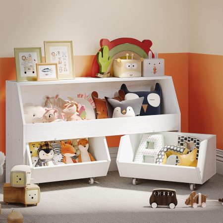 Toy Storage Cabinet with Bookshelf and Drawers