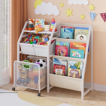 Kids Bookshelf Toy Storage Organizer with Bins