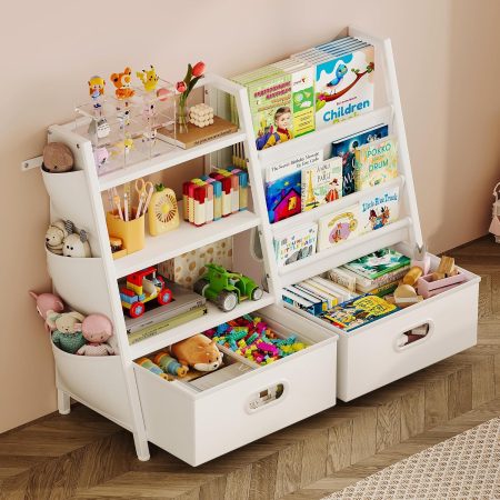 Kids Bookshelf and Toy Storage Organizer